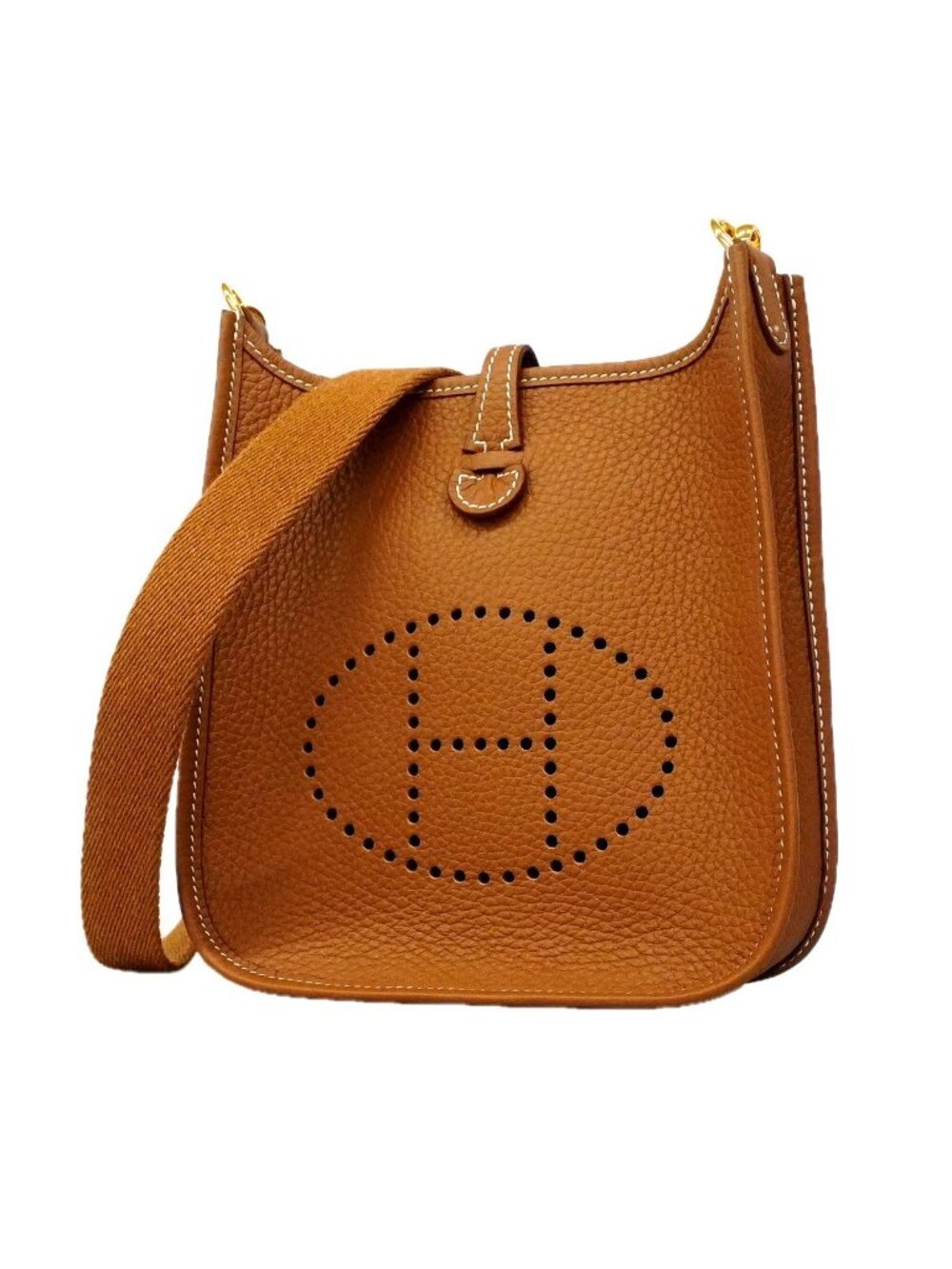 Hermes Shoulder Bag Evelyne TPM Taurillon Clemence Gold
